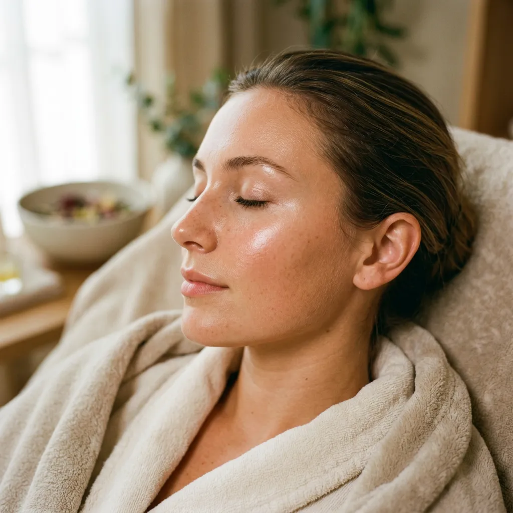 A brightening skin treatment in progress at Fiona's Day Spa, the Coon Rapids, MN studio offering CO2 laser resurfacing and IPL photofacial consultations