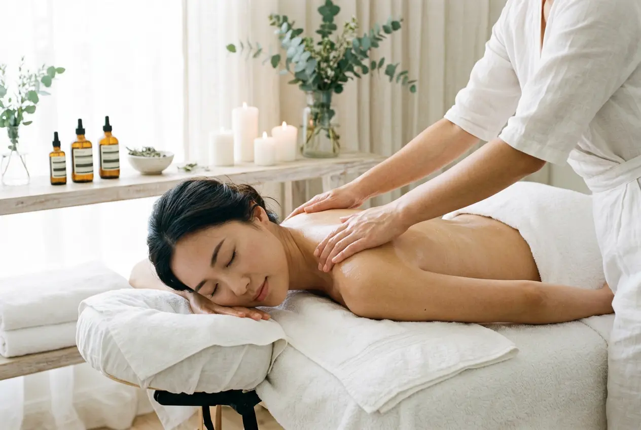 Relaxation massage worked across the back at Fiona's Day Spa, about nine minutes from Champlin, MN