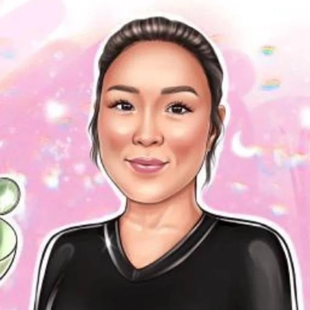Illustrated portrait of Fiona, owner of Fiona's Day Spa in Coon Rapids, MN, holding a facial brush and mask bowl
